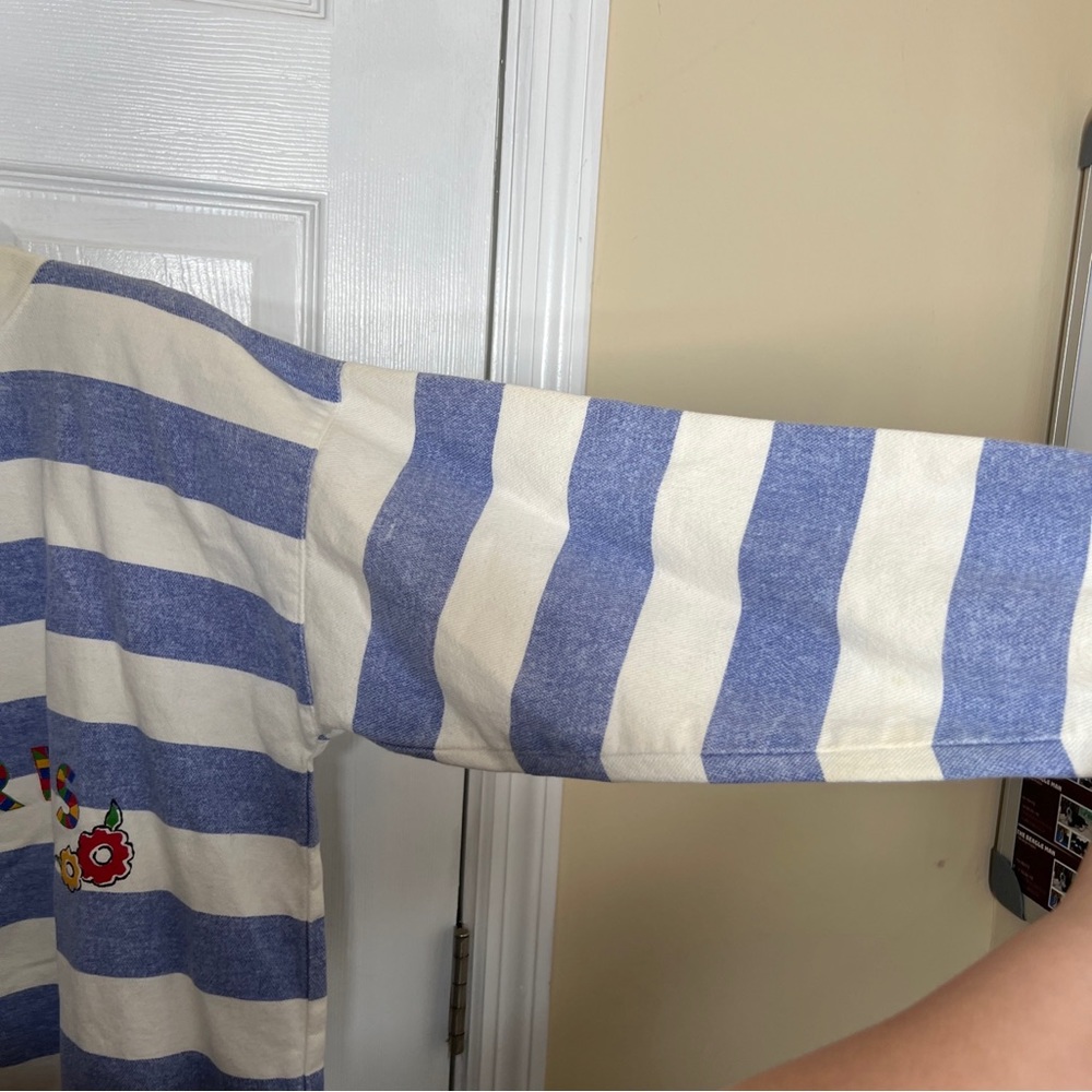 Vintage EXPRESS Logo Striped Shirt 80s Oversized Fit USA medium - Picture 2 of 13